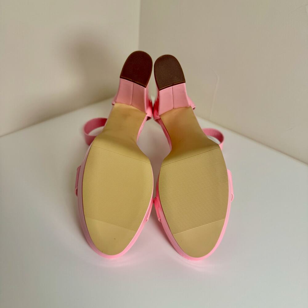 Steve Madden Pink Patent Platform Block Heel Women's 8.5 Y2K Coquette Going Out - Picture 9 of 16